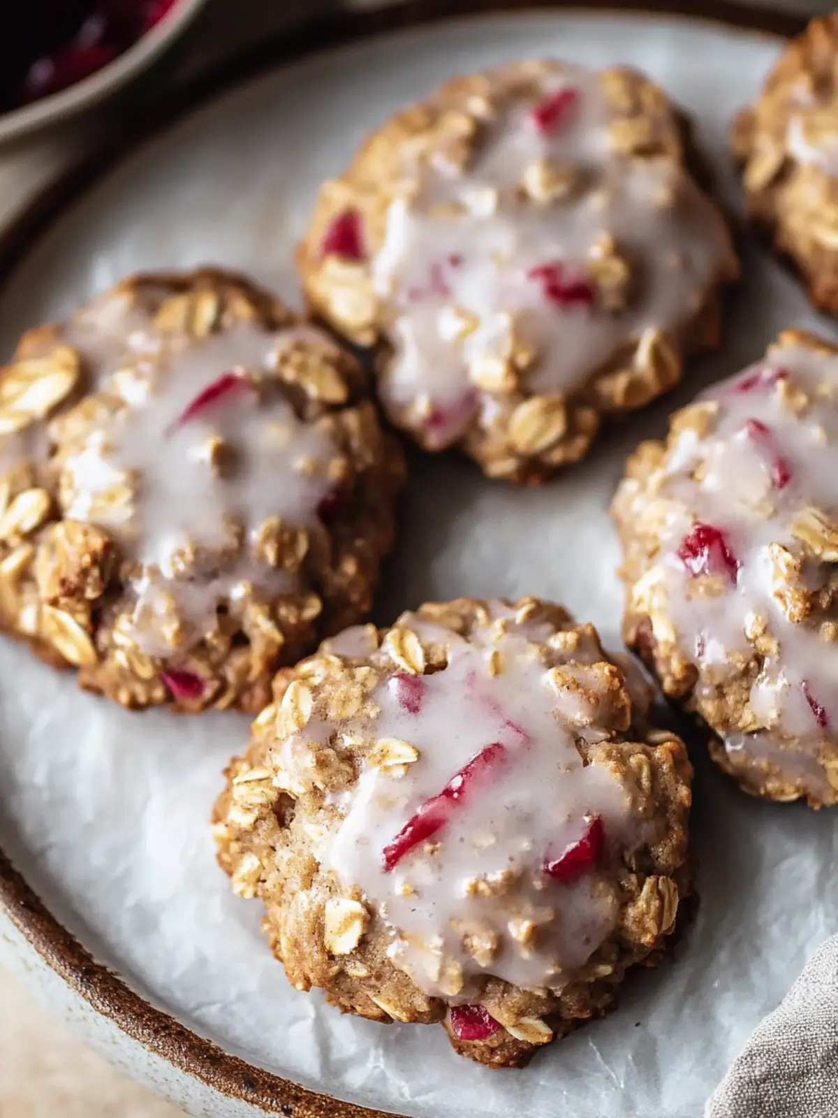 Iced Rhubarb Oatmeal Cookies That Spark Spring Joy 2 Iced Rhubarb Oatmeal Cookies