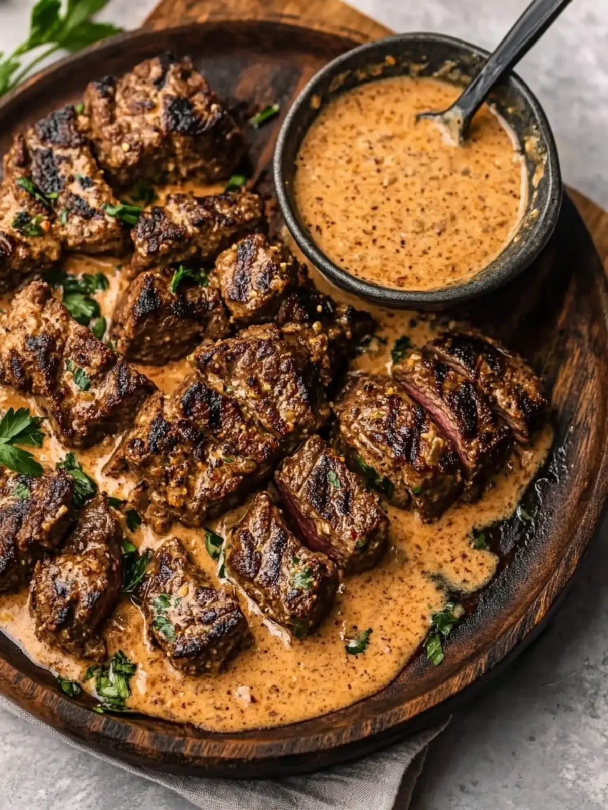 The Best Whiskey Marinated Steak Tips with Creamy Sauce Magic 2 The Best Whiskey Marinated Steak Tips | Creamy Garlic Paprika Sauce