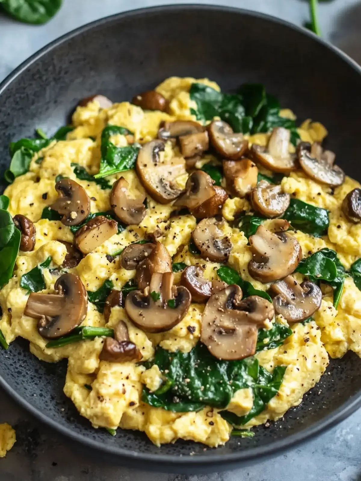 10-Minute Mushroom Spinach Scrambled Eggs for a Protein Boost 2 10-Minute Mushroom Spinach Scrambled Eggs (High-Protein)