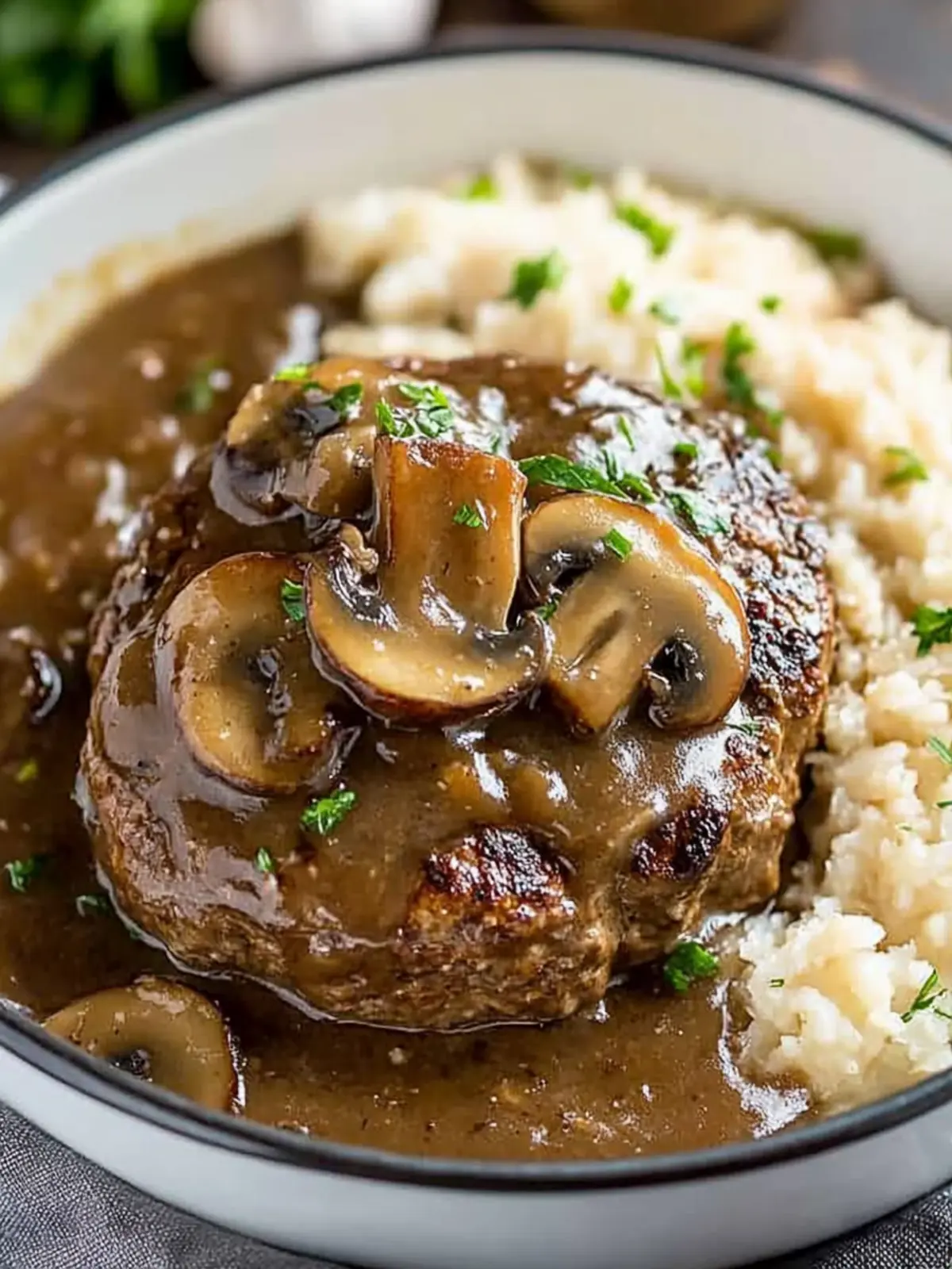 Salisbury Steak with Mushroom Gravy for Comfort Food Fans 4 Salisbury Steak (with Mushroom Gravy!)