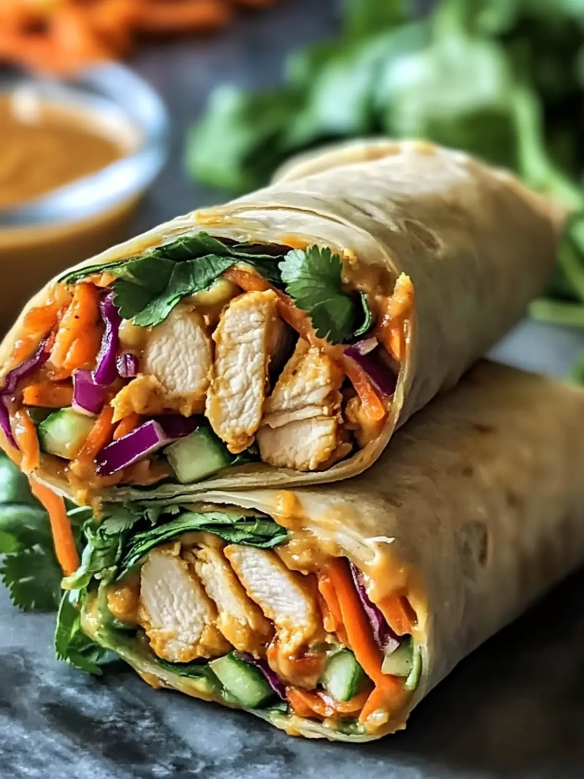 Savory Thai Peanut Chicken Wraps You Can Make in 15 Minutes 2 Thai Peanut Chicken Wraps: A Delicious, Easy Recipe!
