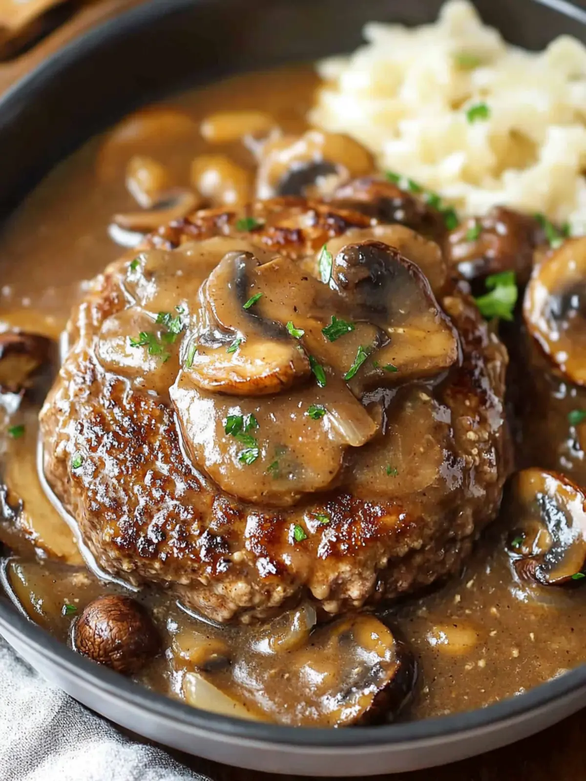 Salisbury Steak with Mushroom Gravy for Comfort Food Fans 5 Salisbury Steak (with Mushroom Gravy!)
