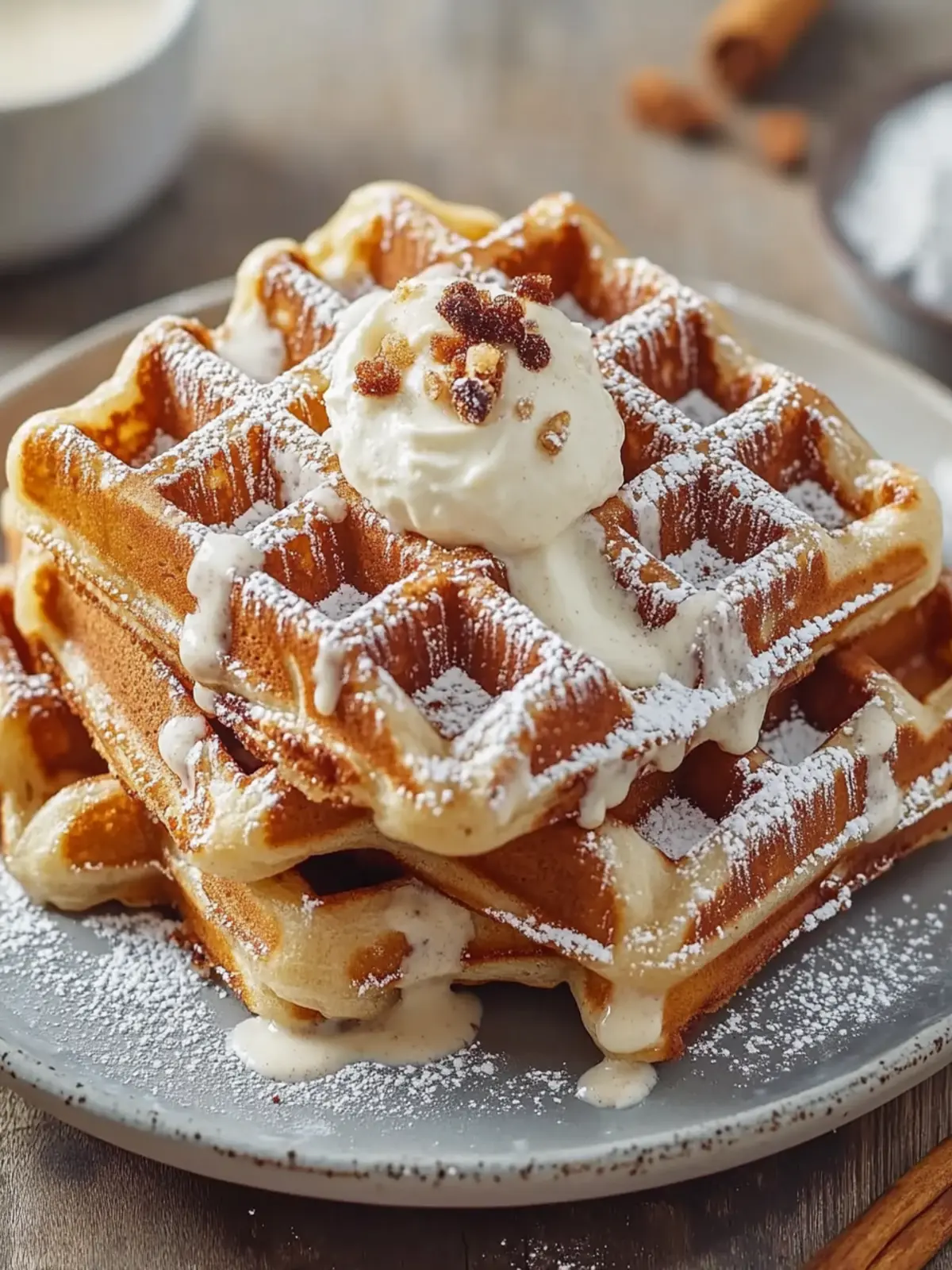 Cinnamon Roll Waffles Cream Cheese Bliss You’ll Crave! 4 Cinnamon Roll Waffles Cream Cheese