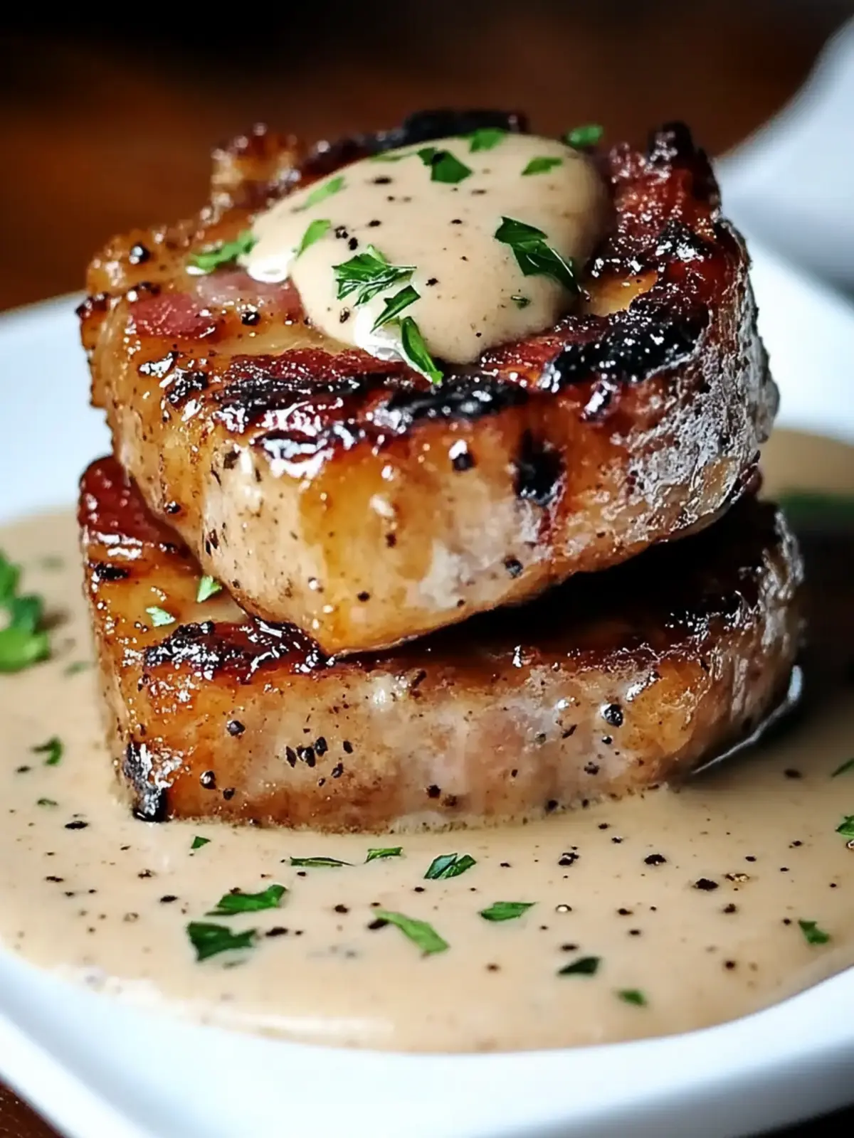 Juicy Maple Bacon Pork Chops with Easy Dijon Cream Sauce 2 Juicy Maple Bacon Pork Chops: Easy Dijon Cream Sauce