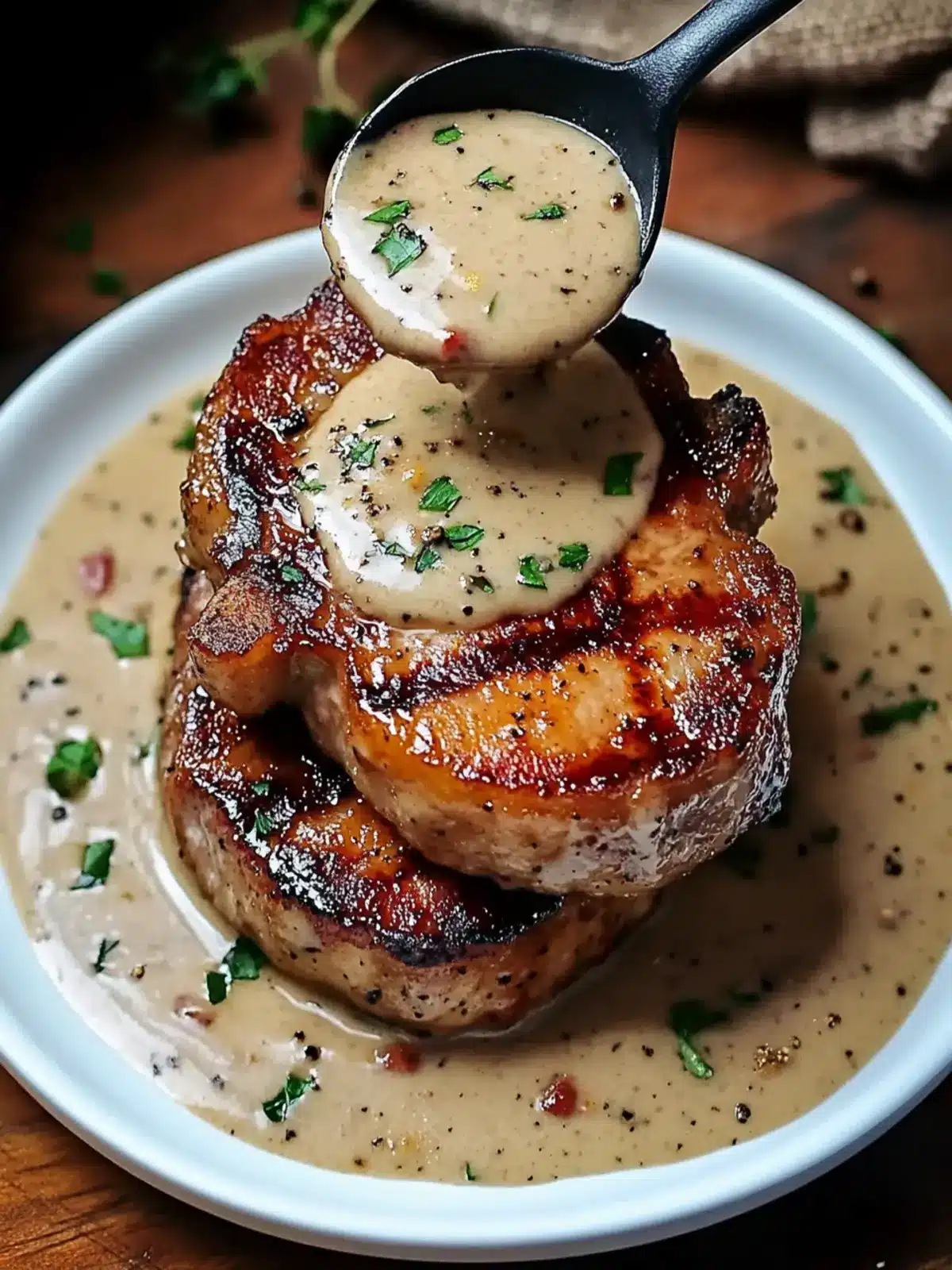 Juicy Maple Bacon Pork Chops with Easy Dijon Cream Sauce 4 Juicy Maple Bacon Pork Chops: Easy Dijon Cream Sauce