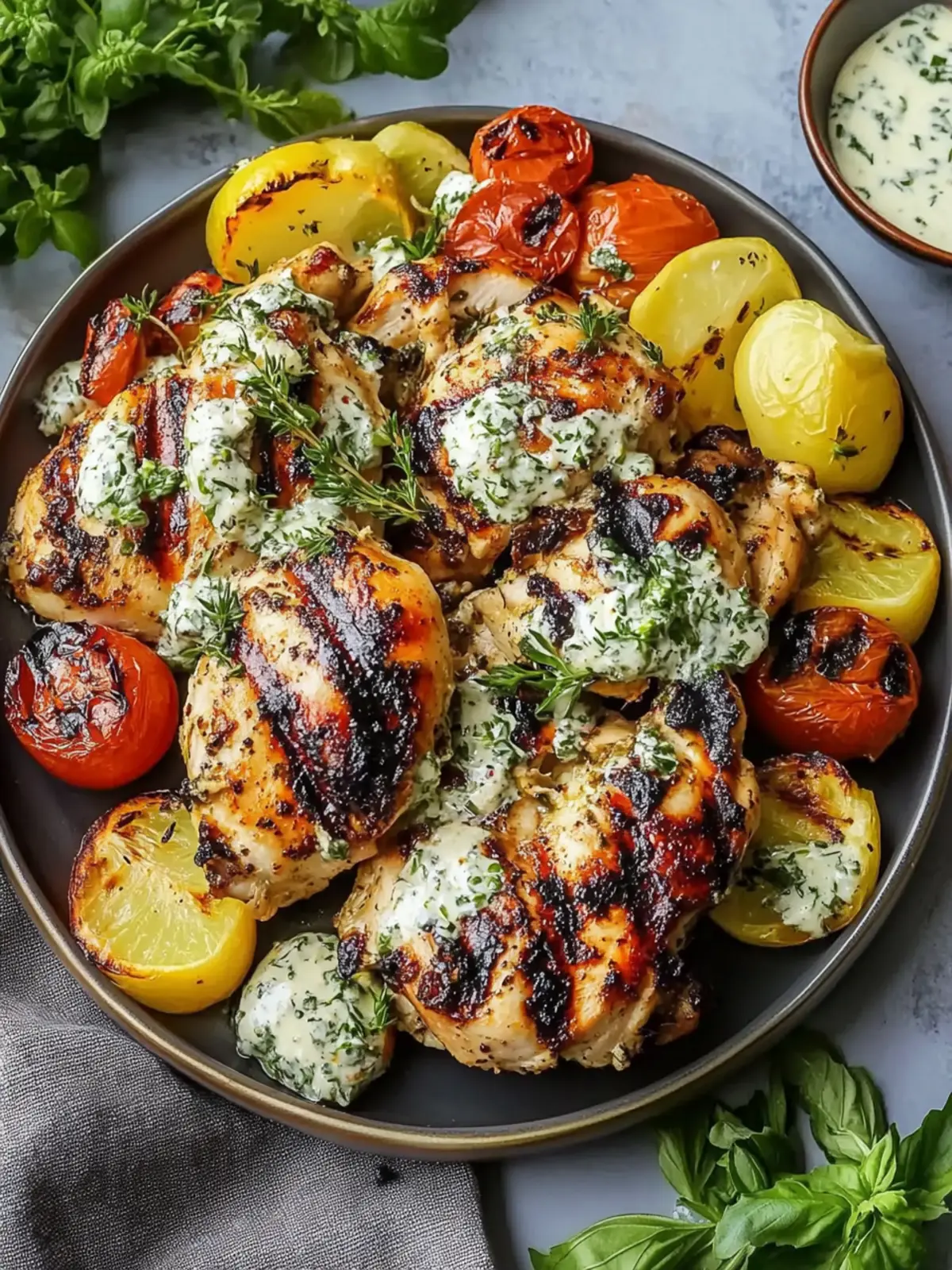 30-Minute Mediterranean Grilled Chicken with Creamy Yogurt Sauce 2 30-Minute Mediterranean Grilled Chicken