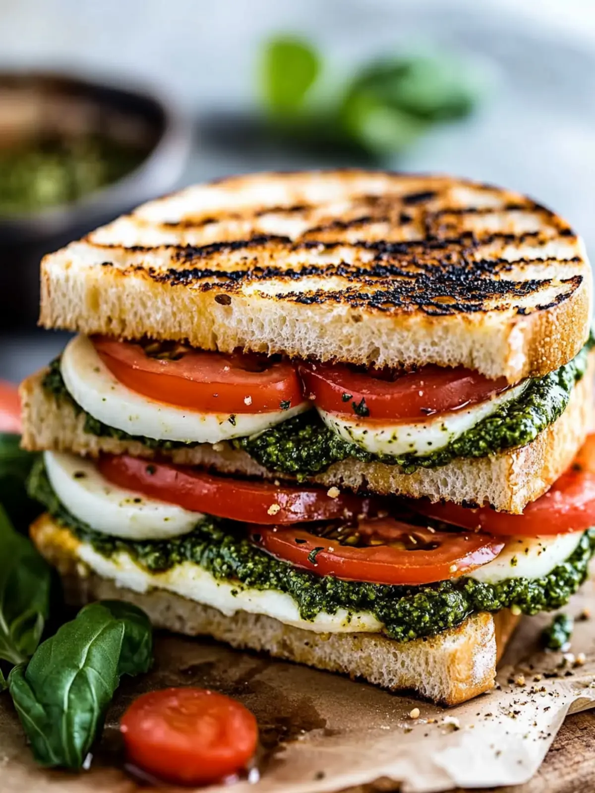 Italian Caprese Sandwich With Basil Pesto: Fresh & Flavorful Delight 5 Italian Caprese Sandwich With Basil Pesto