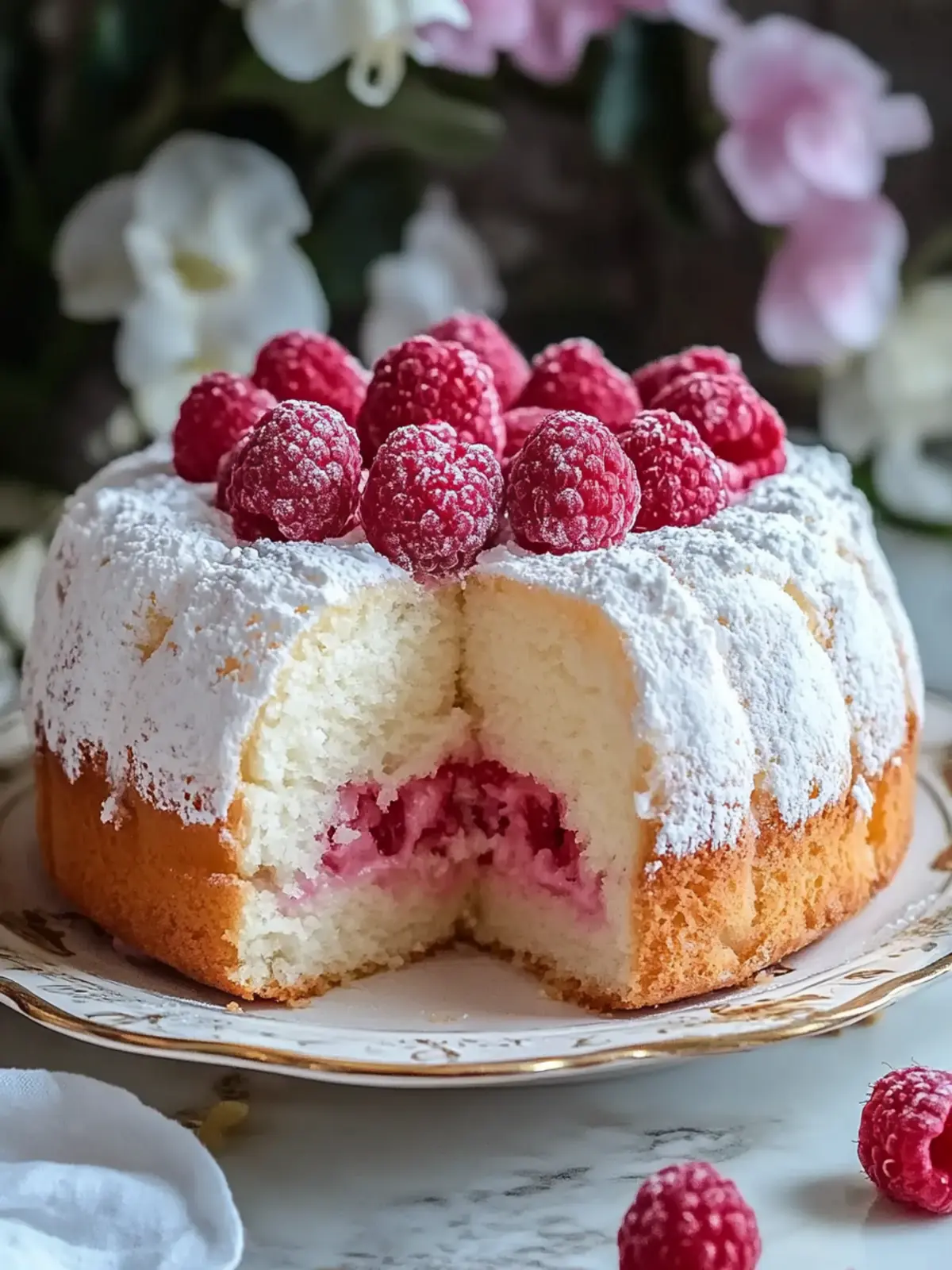 Raspberry Angel Food Cake: Light, Fruity Bliss for You 4 Raspberry Angel Food Cake