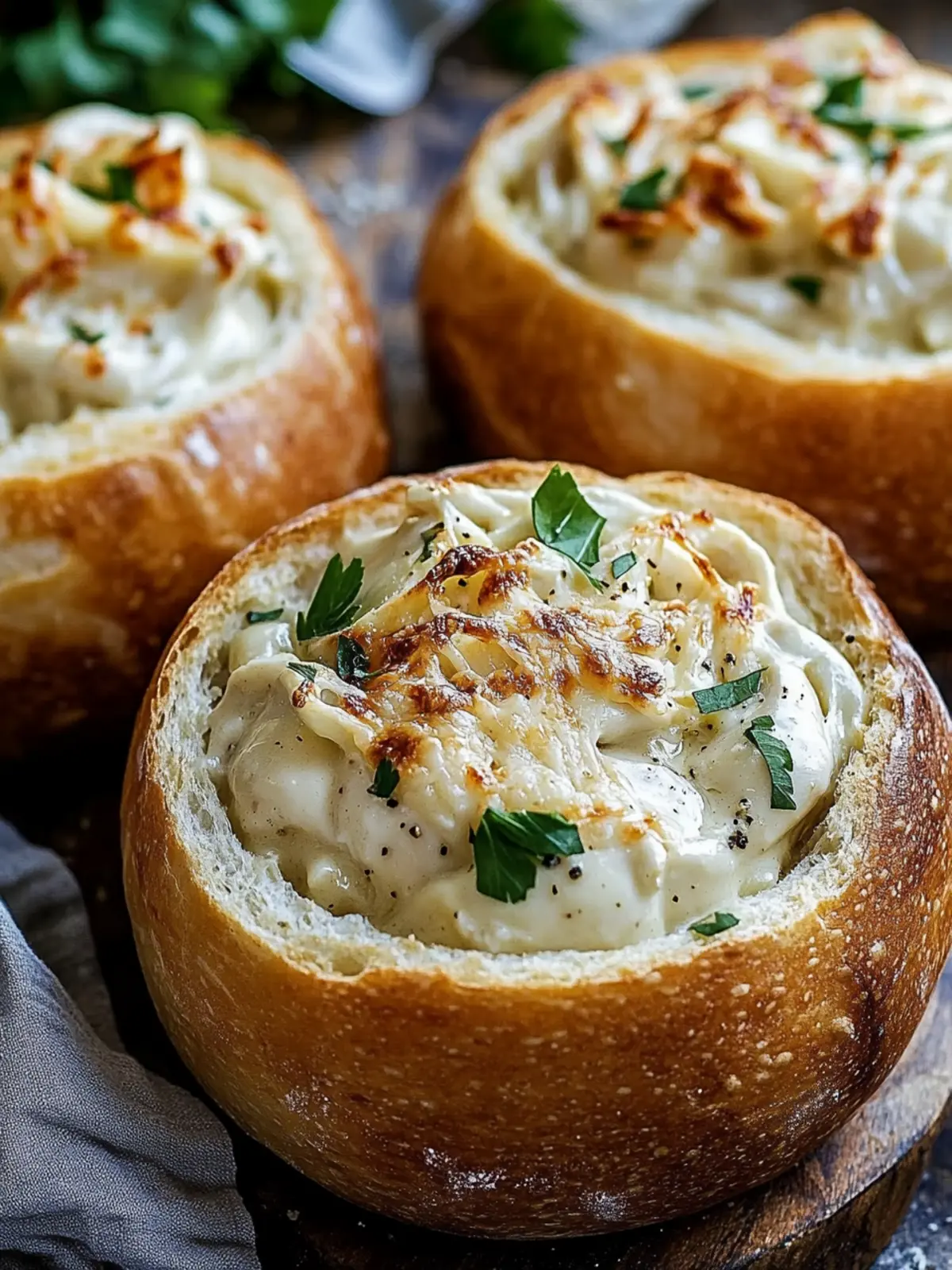 Savory Chicken Alfredo Garlic Bread Bowls for Cozy Dinners 2 Chicken Alfredo Garlic Bread Bowls