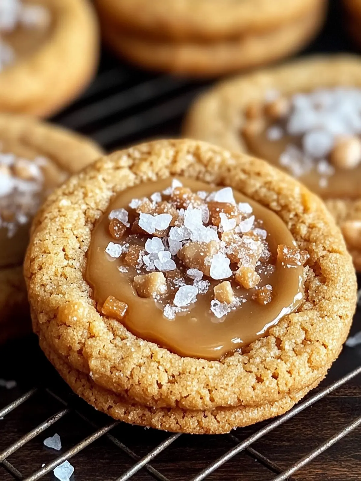 Crispy Brown Butter Coffee Toffee Cookies with Sea Salt Bliss 2 Crispy Brown Butter Coffee Toffee Cookies with Sea Salt Topping