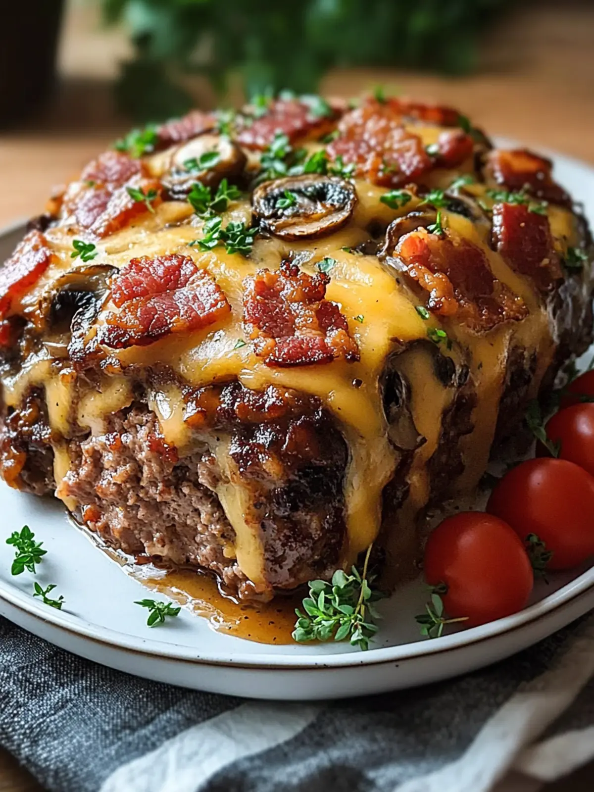 Delicious Swiss Bacon Mushroom Meatloaf – Cheesy Comfort Food 2 Swiss Bacon Mushroom Meatloaf – Cheesy & Hearty Classic