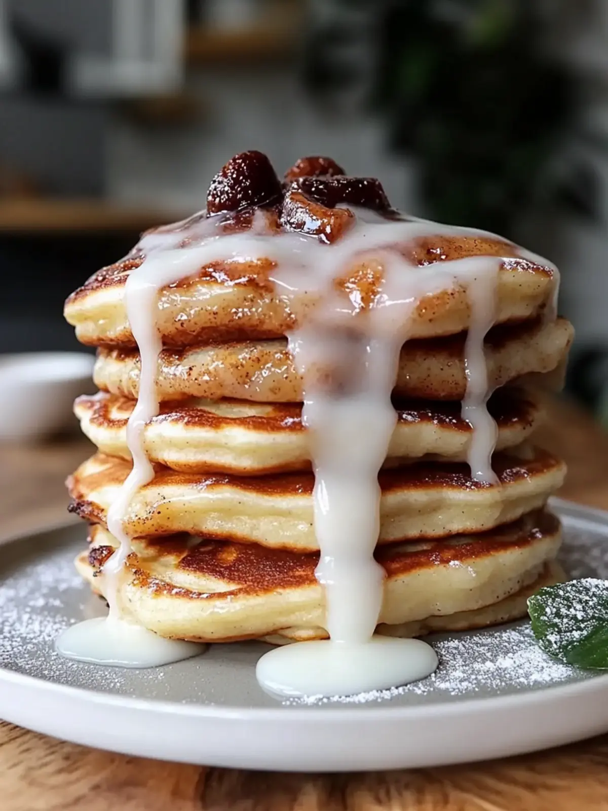 Fluffy Cinnamon Roll Pancake Stack Recipe with Cream Cheese Glaze 2 Fluffy Cinnamon Roll Pancake Stack Recipe with Easy Cream Cheese Glaze