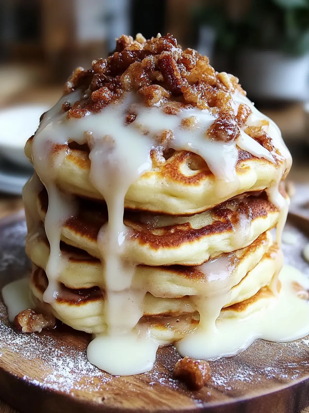 Fluffy Cinnamon Roll Pancake Stack Recipe with Cream Cheese Glaze 3 Fluffy Cinnamon Roll Pancake Stack Recipe with Easy Cream Cheese Glaze
