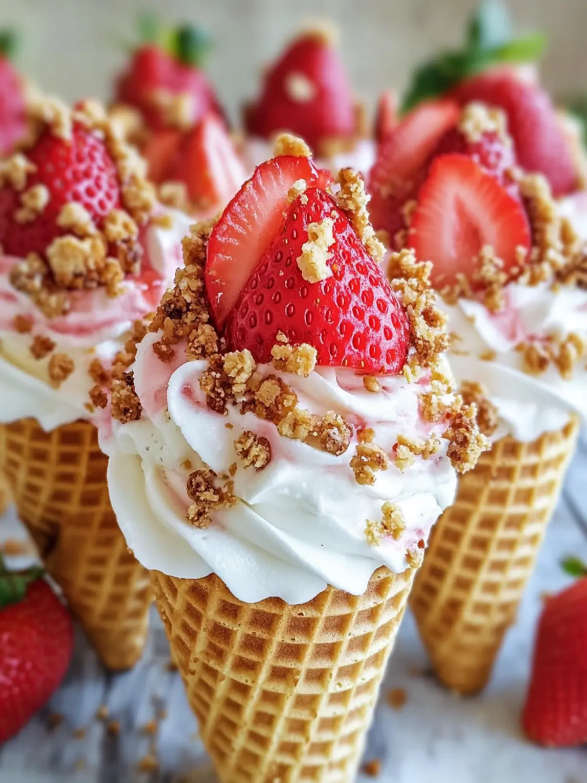 Strawberry Crunch Cheesecake Cones: Your Ultimate Summer Treat 3 Strawberry Crunch Cheesecake Cones