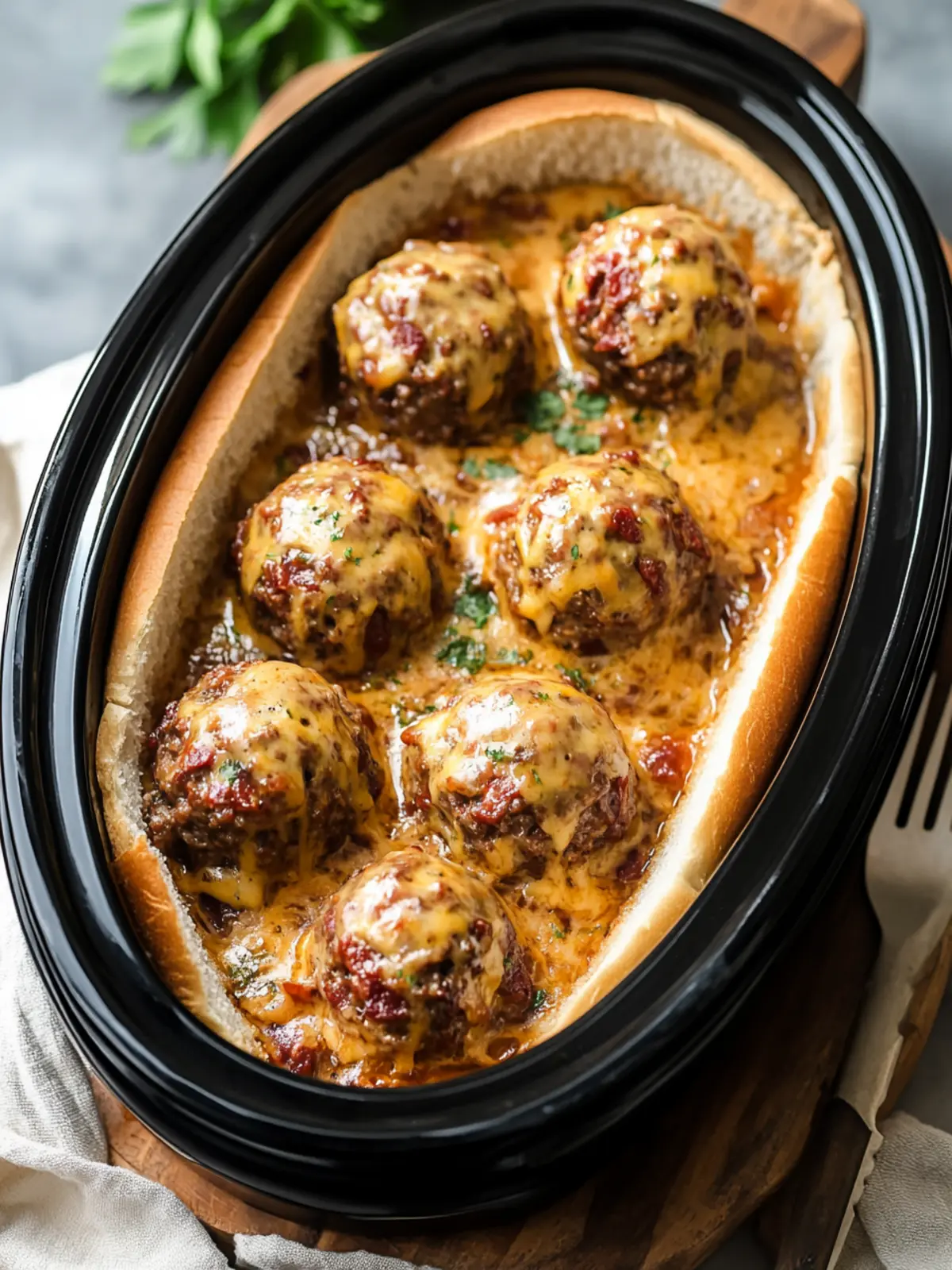 Crockpot Bacon Cheeseburger Meatball Subs for Easy Comfort Bites 4 Crockpot Bacon Cheeseburger Meatball Subs