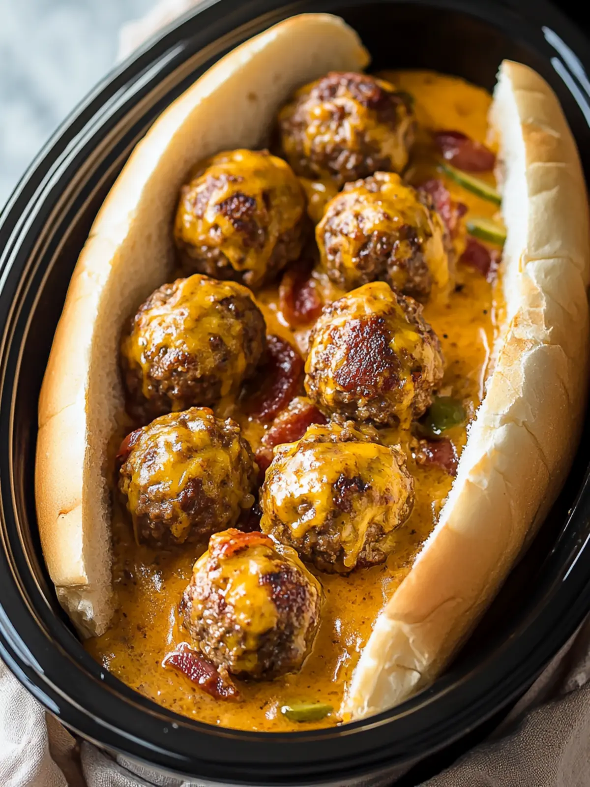 Crockpot Bacon Cheeseburger Meatball Subs for Easy Comfort Bites 3 Crockpot Bacon Cheeseburger Meatball Subs